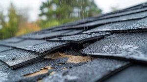 Homeowner inspecting attic insulation beneath a roof during winter preparation